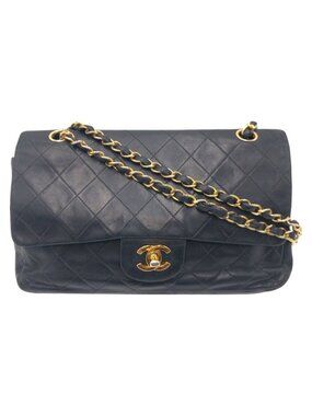 Chanel Quilted 25 CC Logo Turnlock Black Leather Shoulder Bag Chain